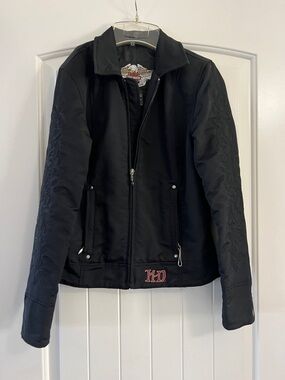 Harley-Davidson Women's Black Bomber Jacket with Red HD Accent